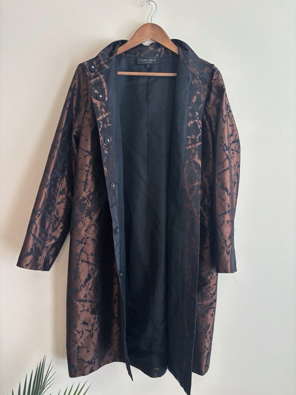 Hilton Hollis Bronze & Black Jacquard Coat Medium Modern Luxury Jacket - Picture 5 of 8